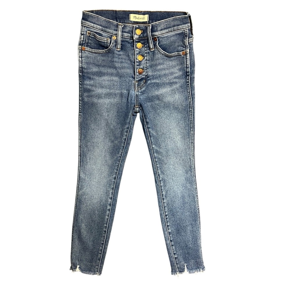 Madewell Jeans Woman 25P Cordova Wash 10" High Rise Skinny Button Fly Blue Denim - Picture 2 of 14